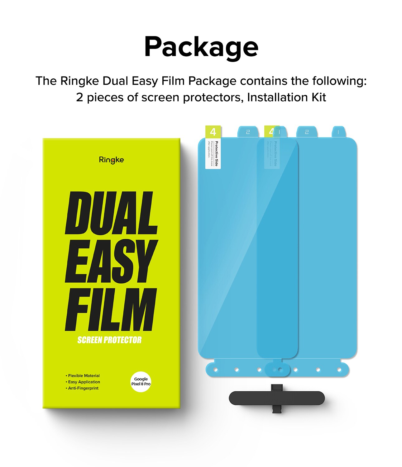 Google Pixel 8 Pro Skærmbeskytter beskyttelsesfilm - Dual Easy (2-pak)