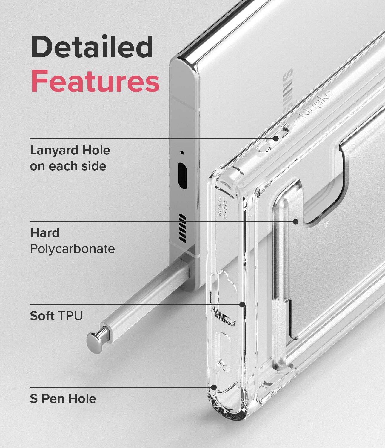 Samsung Galaxy S22 Ultra Fusion cover med kortholder, Gennemsigtig