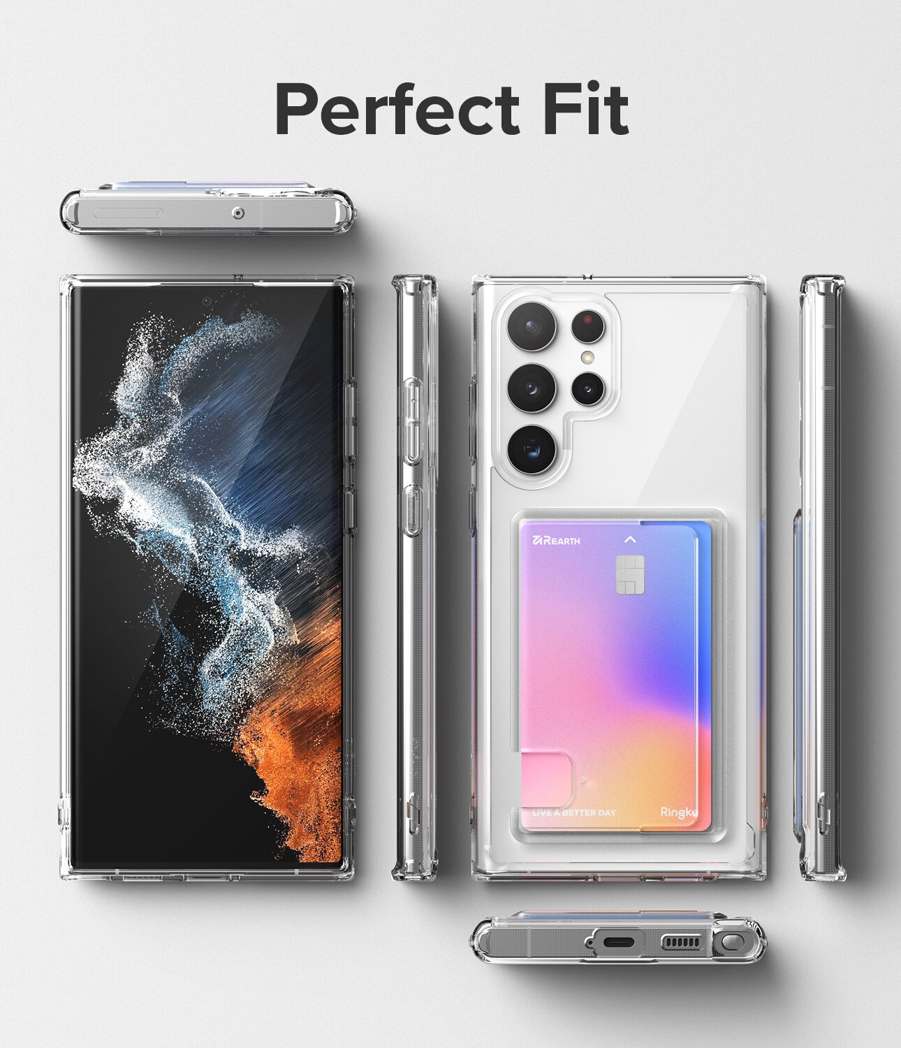 Samsung Galaxy S22 Ultra Fusion cover med kortholder, Gennemsigtig