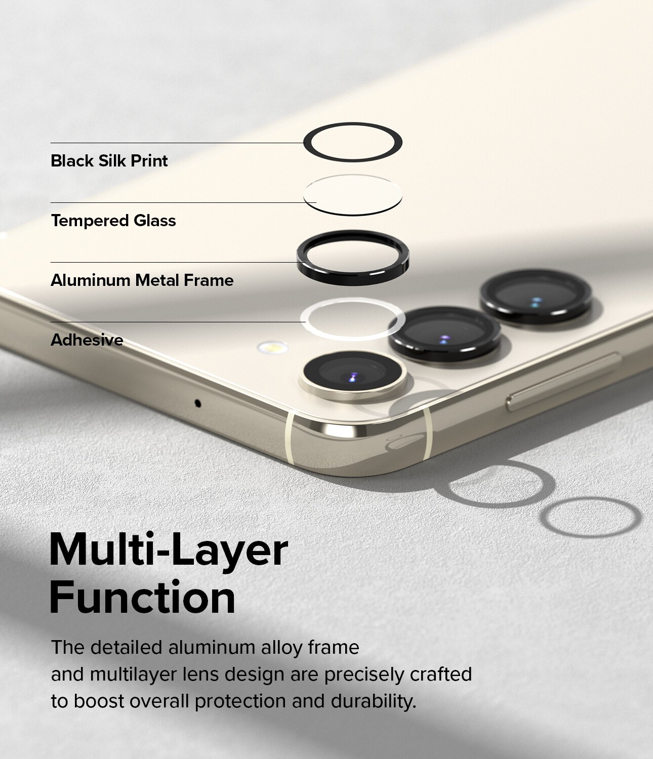 Samsung Galaxy S23/Galaxy S23 Plus Linsebeskyttelse med aluminiumramme, Sort