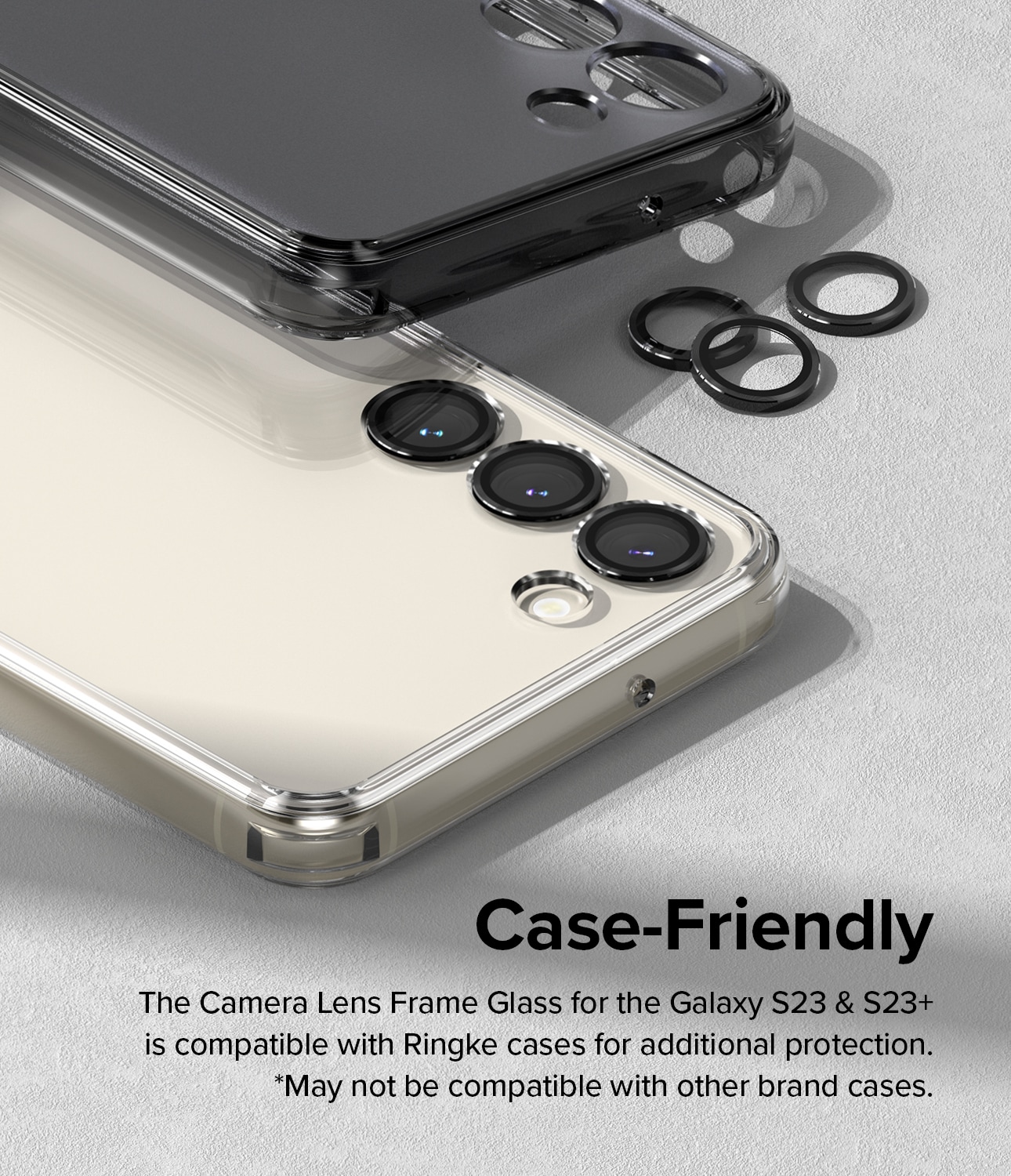 Samsung Galaxy S23/Galaxy S23 Plus Linsebeskyttelse med aluminiumramme, Sort