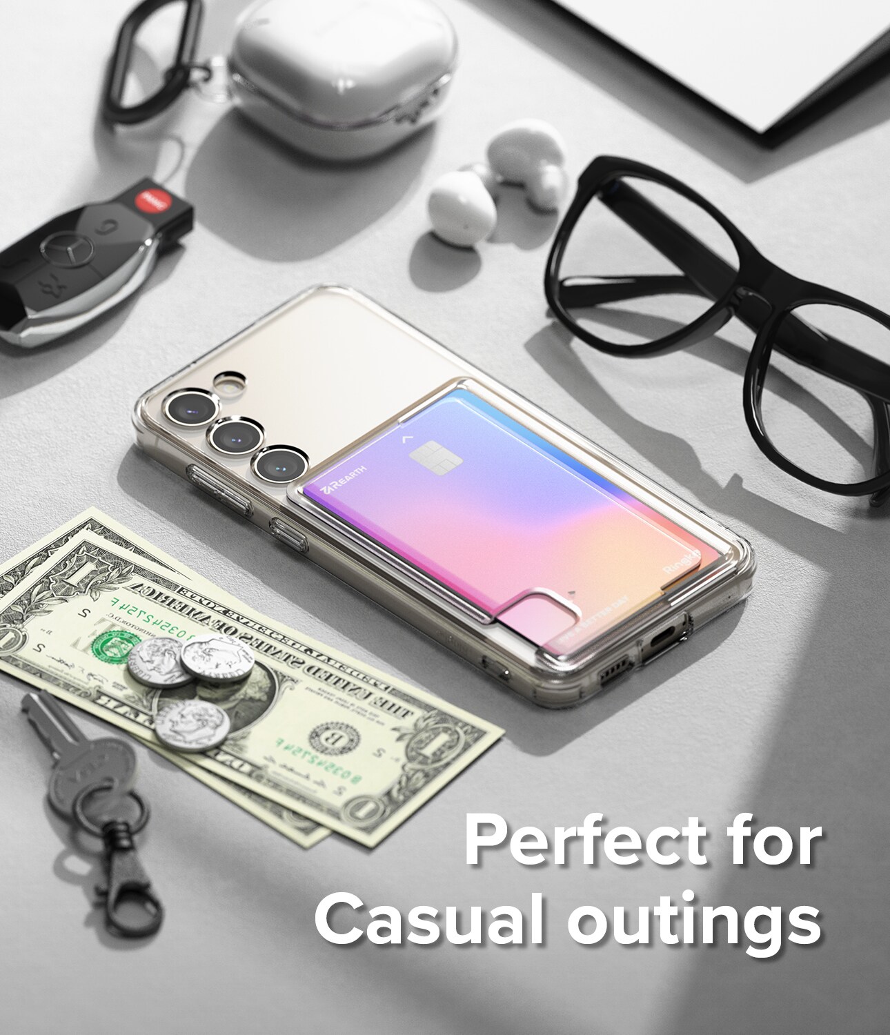 Samsung Galaxy S23 Fusion cover med kortholder, Gennemsigtig