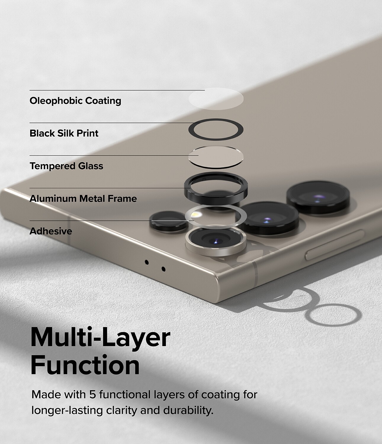 Samsung Galaxy S24 Ultra Linsebeskyttelse med aluminiumramme, Sort
