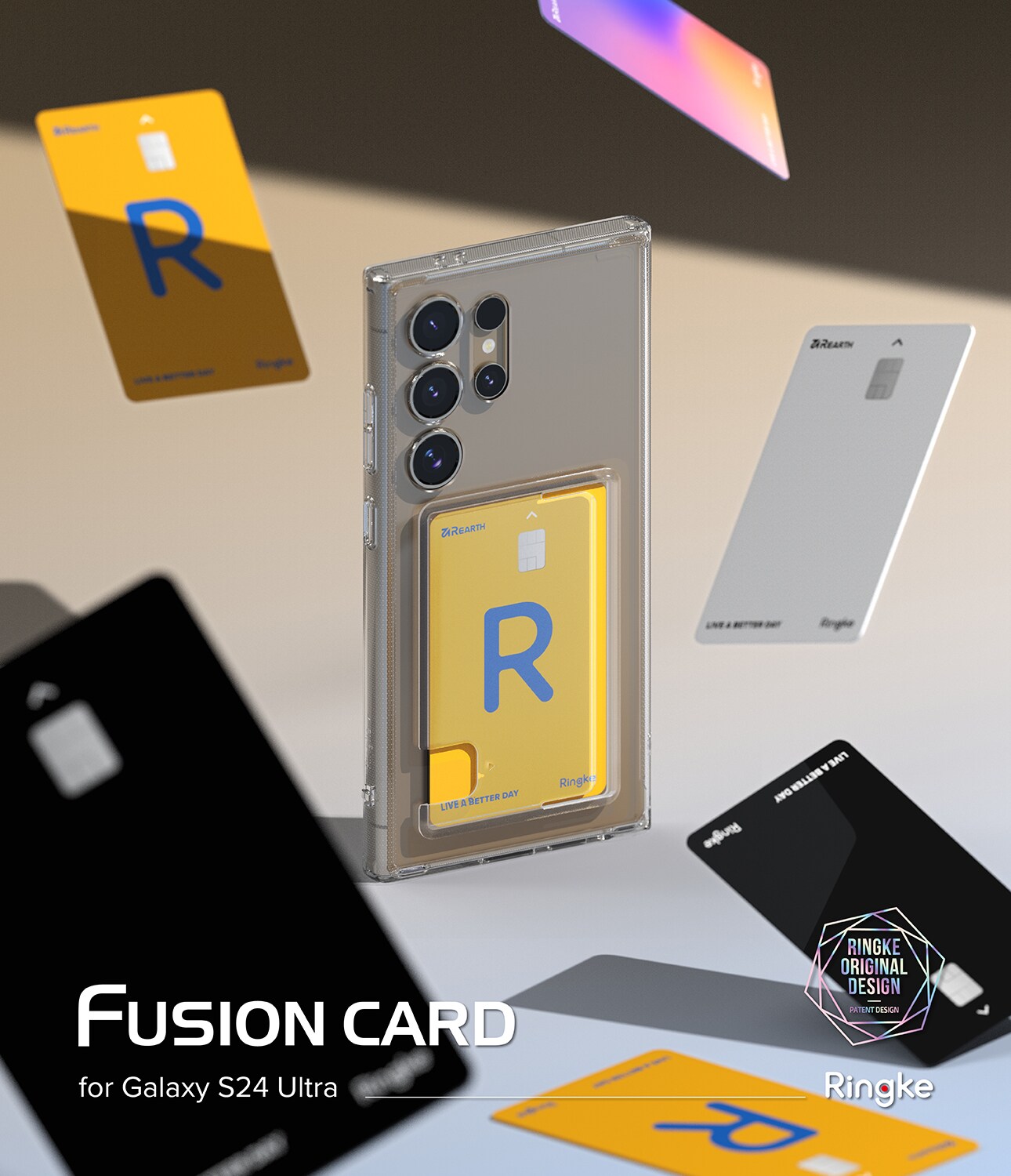 Samsung Galaxy S24 Ultra Fusion cover med kortholder, Gennemsigtig