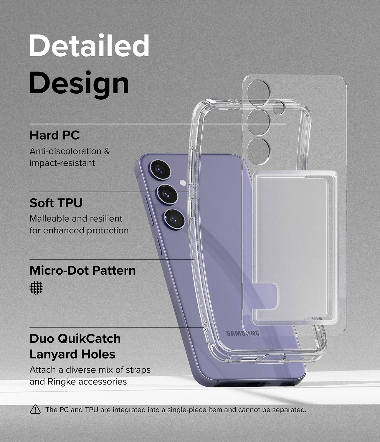 Samsung Galaxy S24 Fusion cover med kortholder, Gennemsigtig