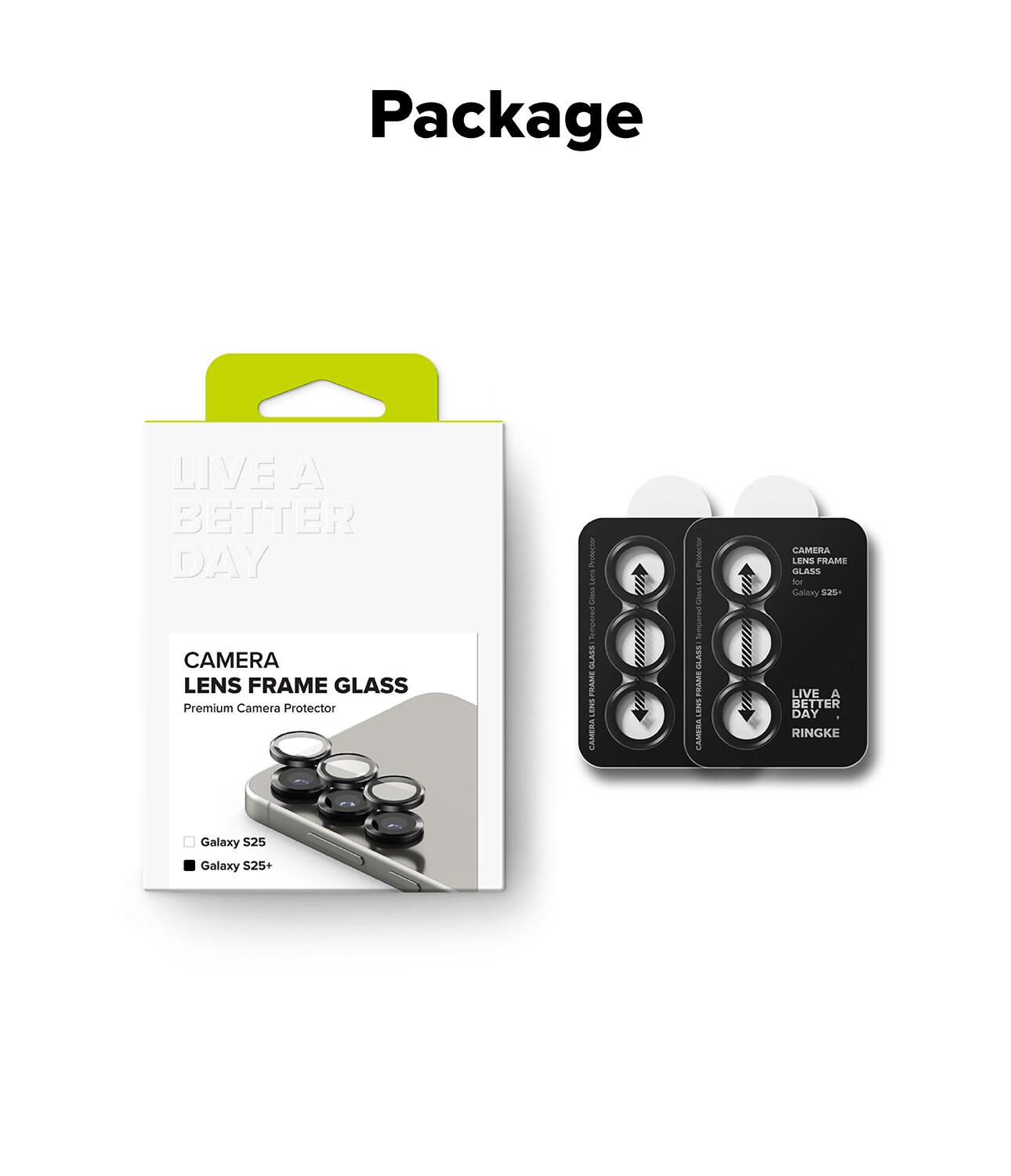 Samsung Galaxy S25 Plus 2-pak linsebeskyttere med aluminiumsramme, Sort