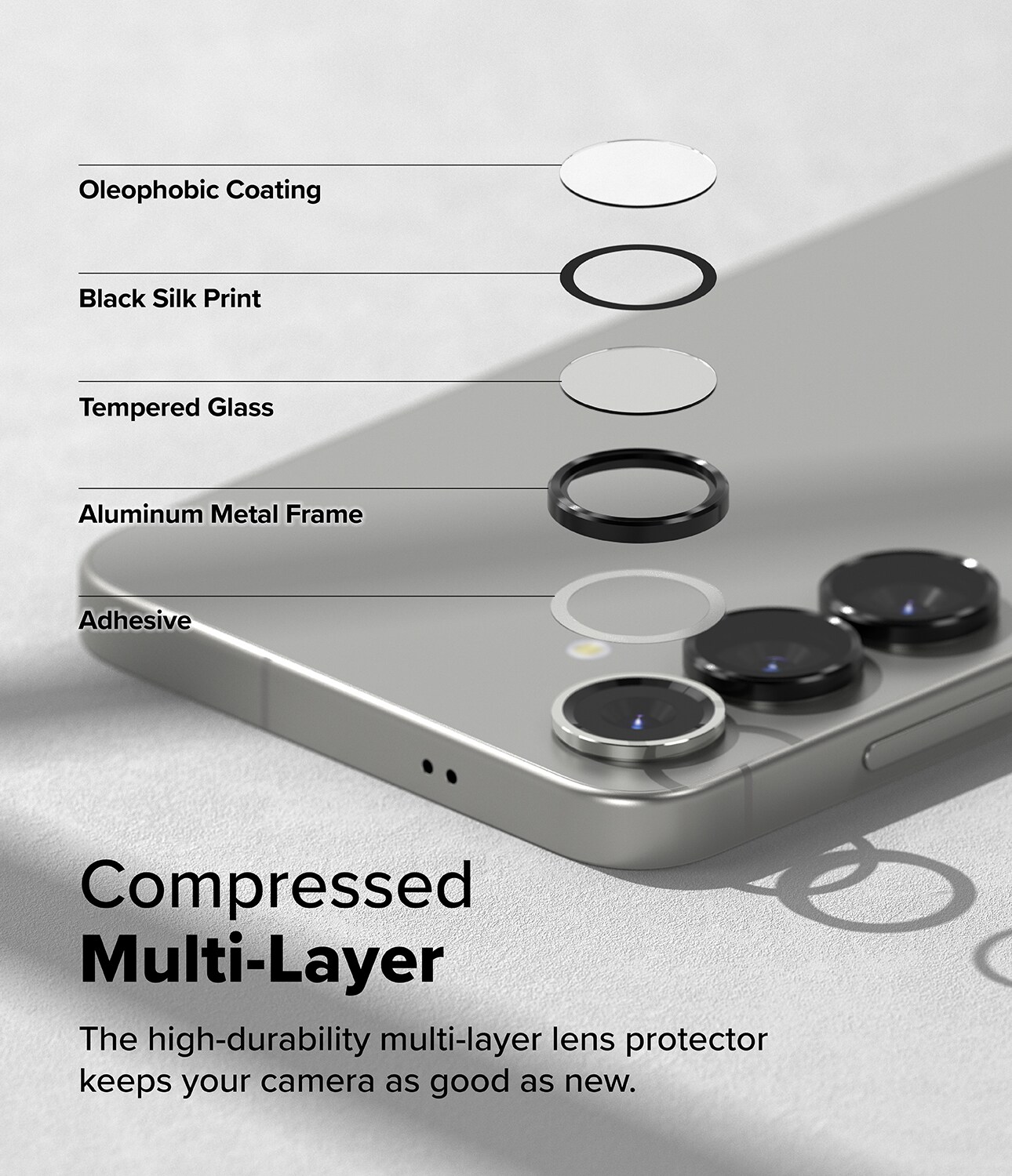 Samsung Galaxy S25 Plus 2-pak linsebeskyttere med aluminiumsramme, Sort
