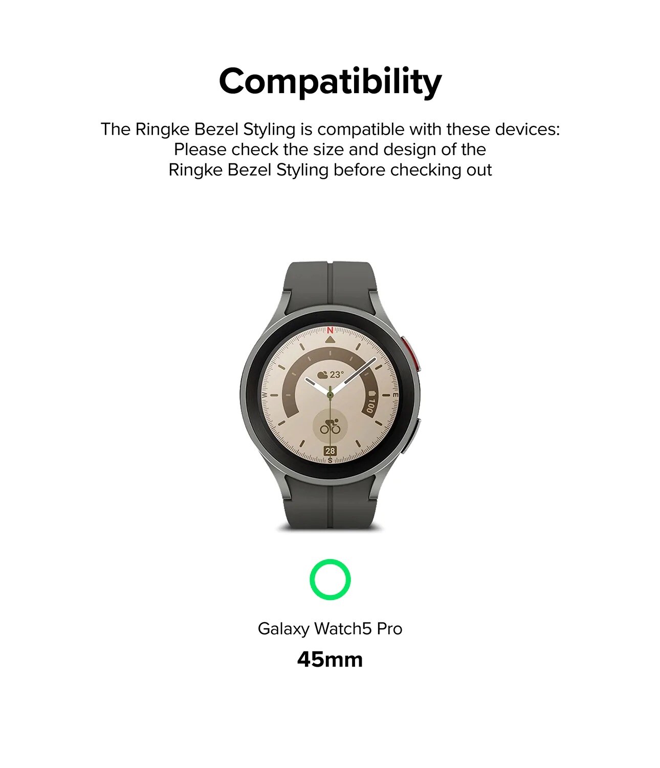 Samsung Galaxy Watch 5 Pro 45mm Beskyttelsesring - Bezel Styling Sort