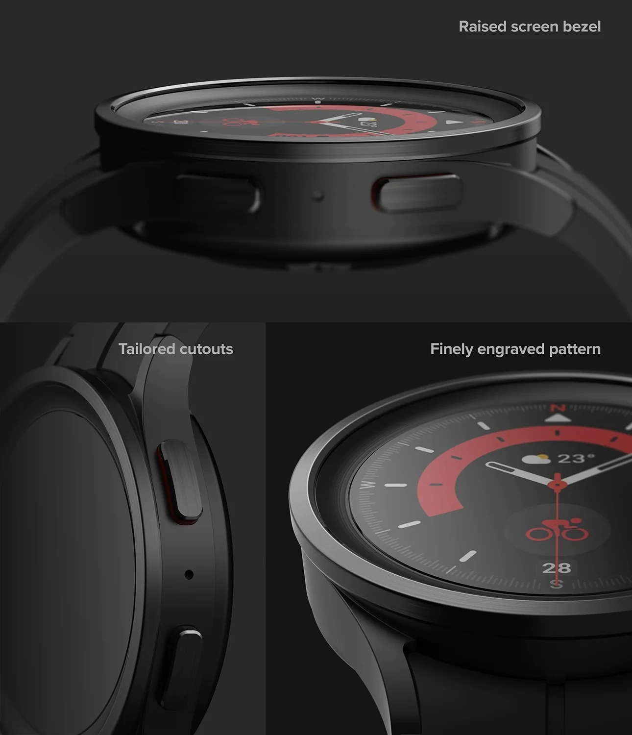Samsung Galaxy Watch 5 Pro 45mm Beskyttelsesring - Bezel Styling Sort
