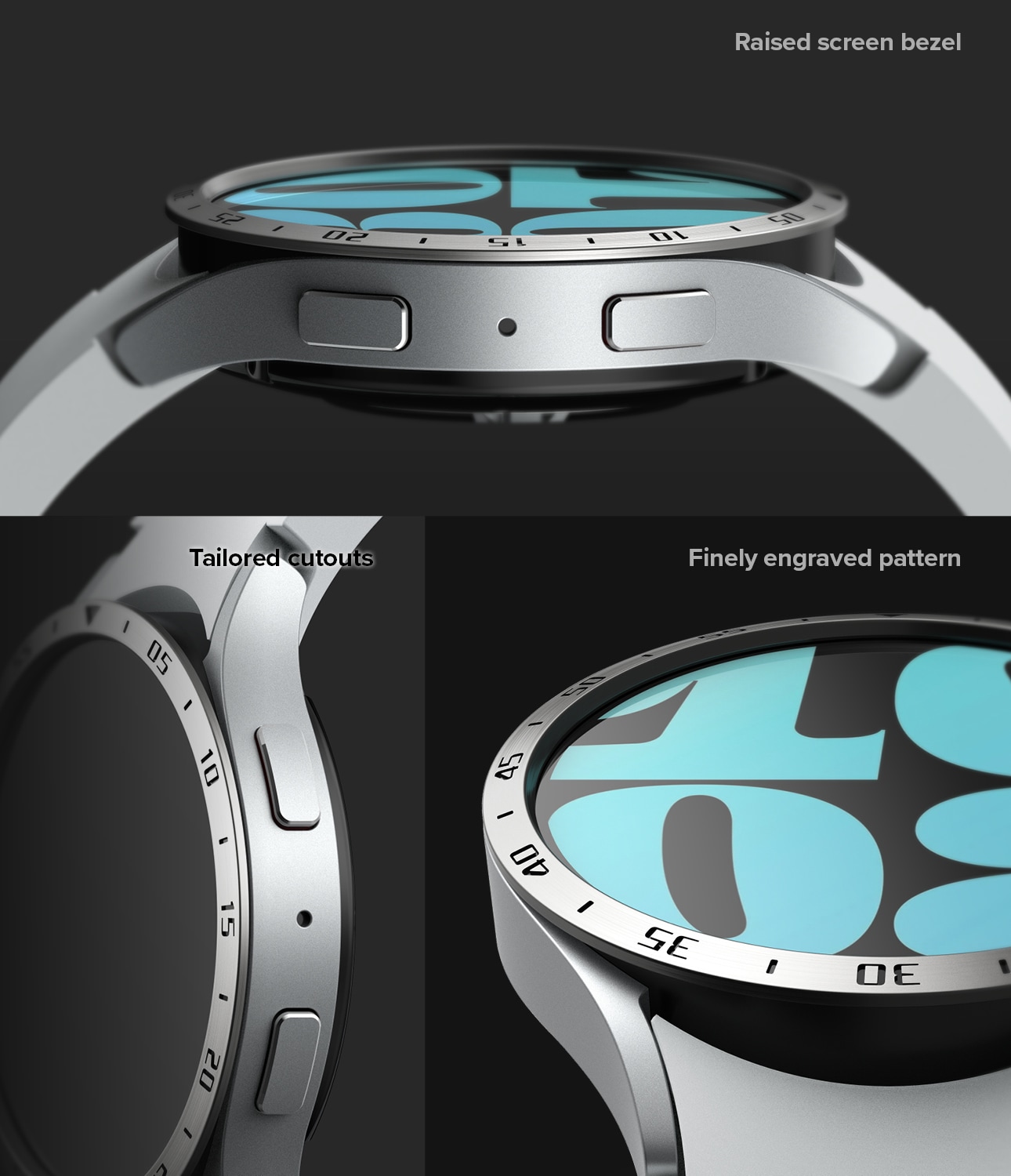 Samsung Galaxy Watch 6 44mm Beskyttelsesring - Bezel Styling Sølv