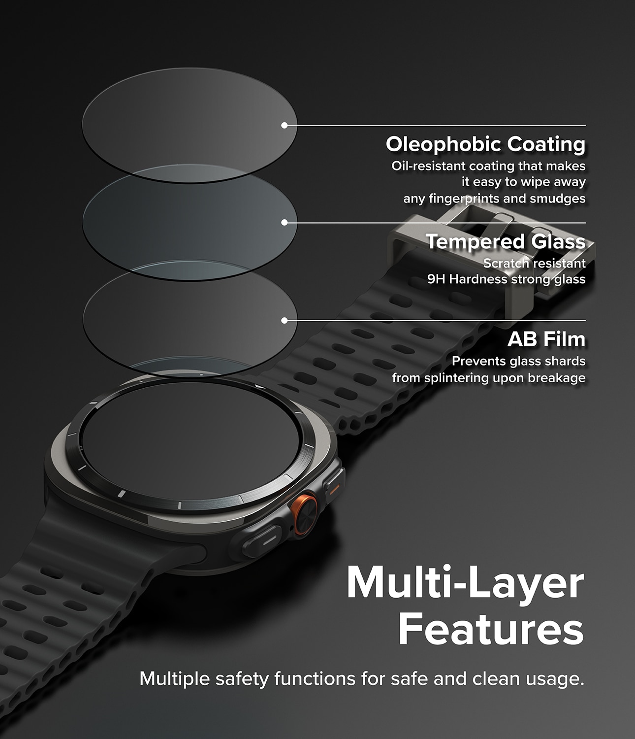 Samsung Galaxy Watch Ultra 47mm Slim Cover+Glas Combo Matte Black