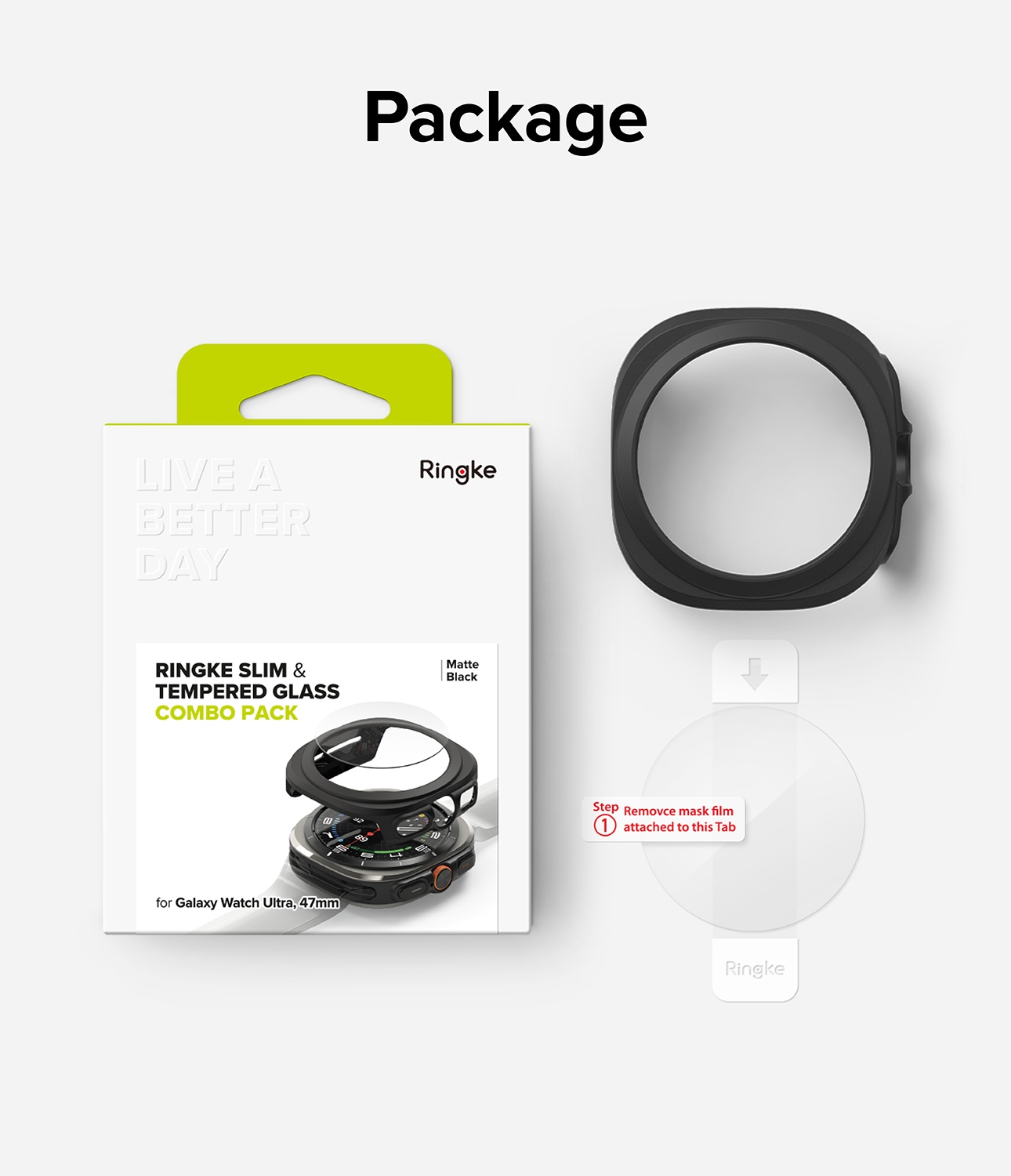Samsung Galaxy Watch Ultra 47mm Slim Cover+Glas Combo Matte Black