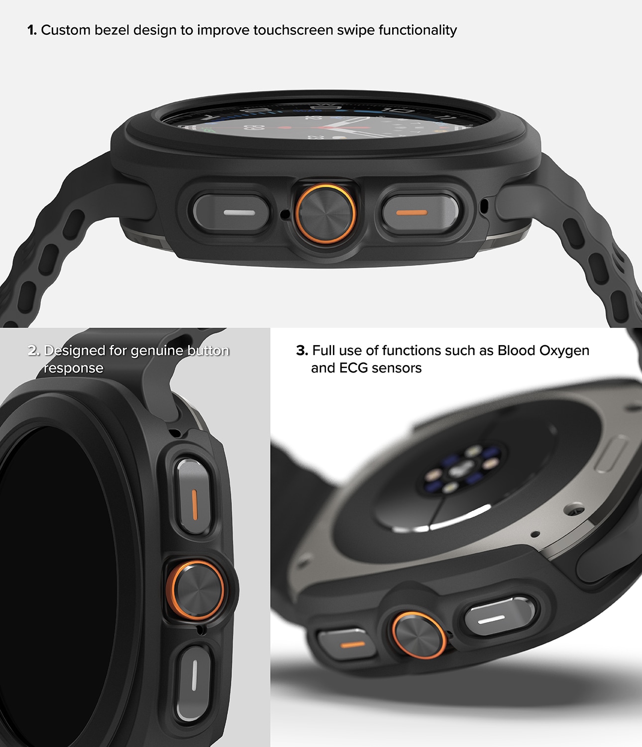 Samsung Galaxy Watch Ultra 47mm Slim Cover+Glas Combo Matte Black
