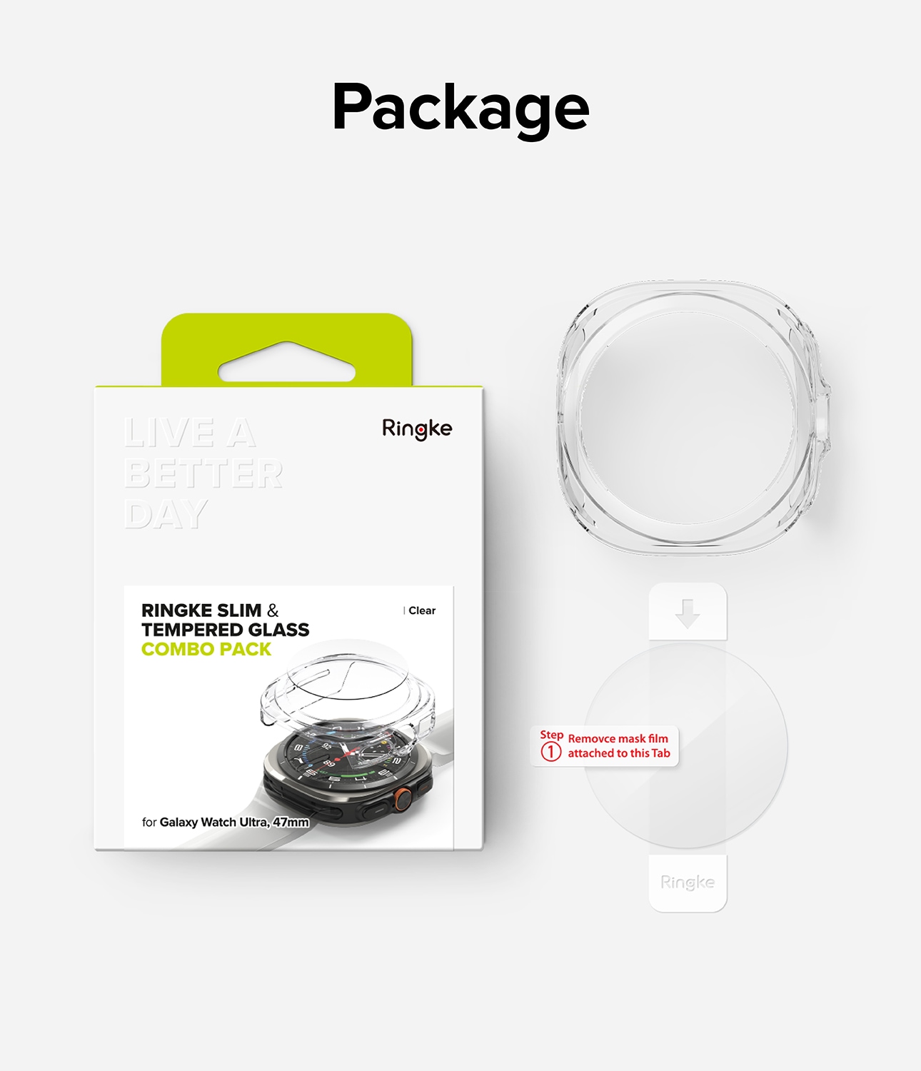 Samsung Galaxy Watch Ultra 47mm Slim Cover+Glas Combo Clear