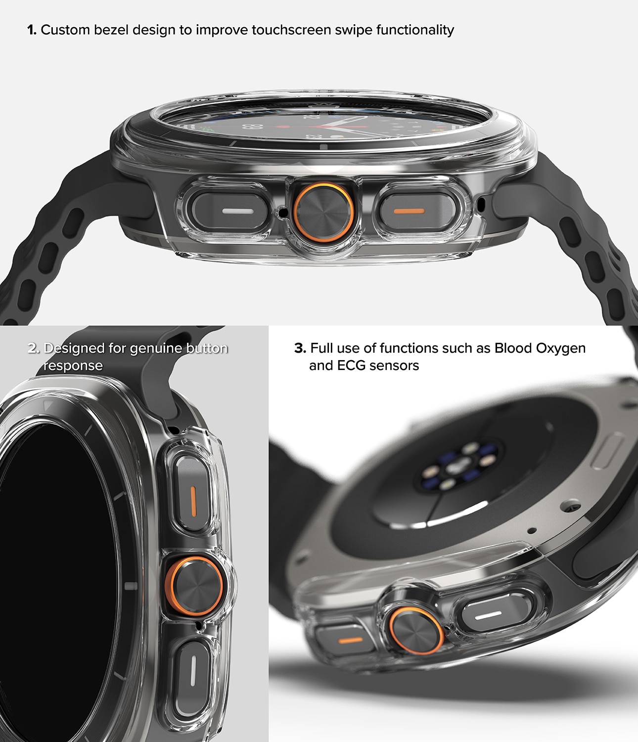 Samsung Galaxy Watch Ultra 47mm Slim Cover+Glas Combo Clear