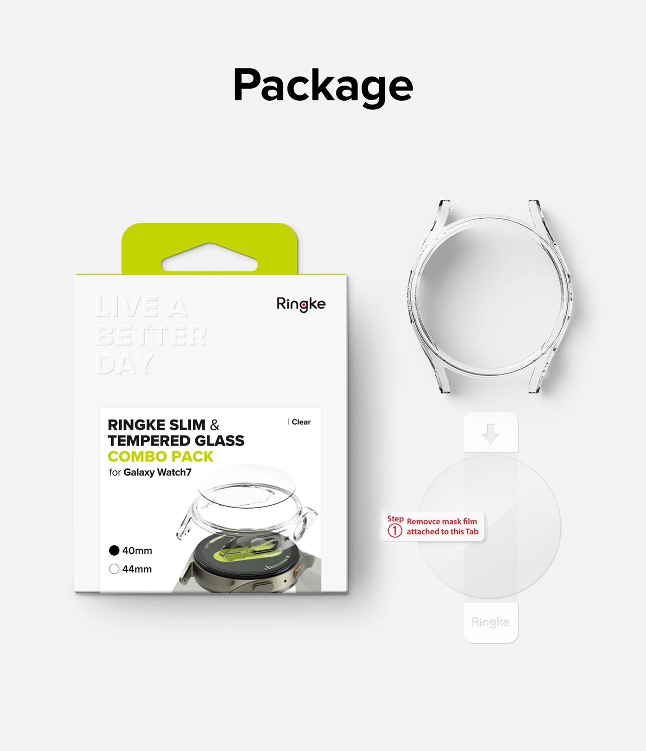 Samsung Galaxy Watch 7 40mm Slim Cover+Glas Combo Clear