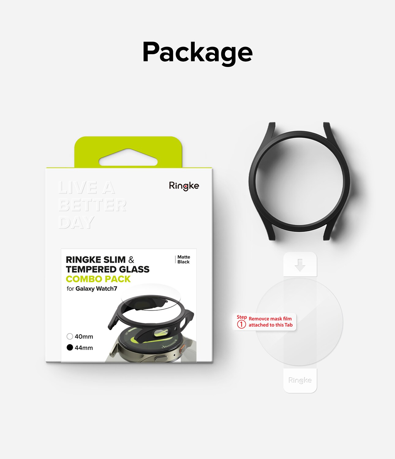 Samsung Galaxy Watch 7 44mm Slim Cover+Glas Combo Matte Black