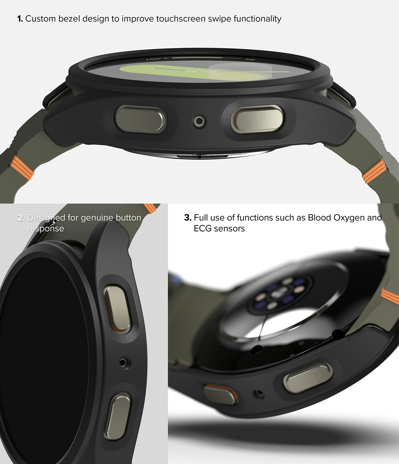 Samsung Galaxy Watch 7 44mm Slim Cover+Glas Combo Matte Black