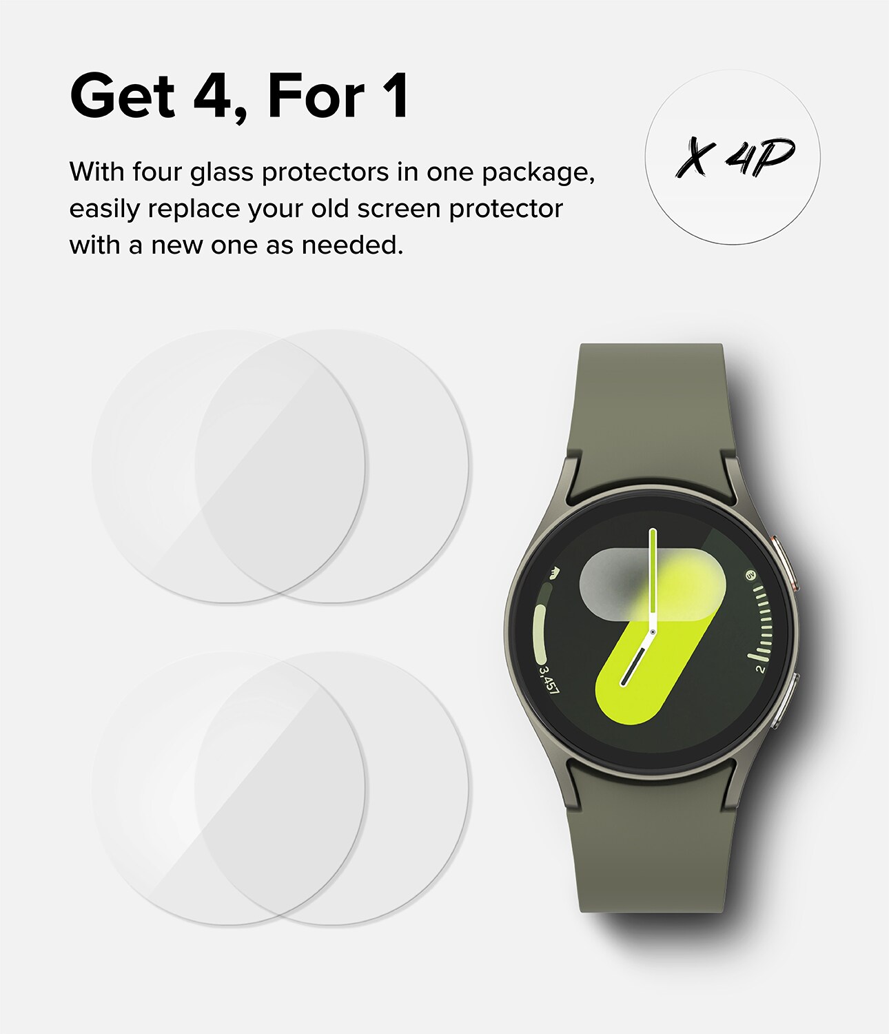 Samsung Galaxy Watch 7 44mm Skærmbeskytter i glas (4-pak)