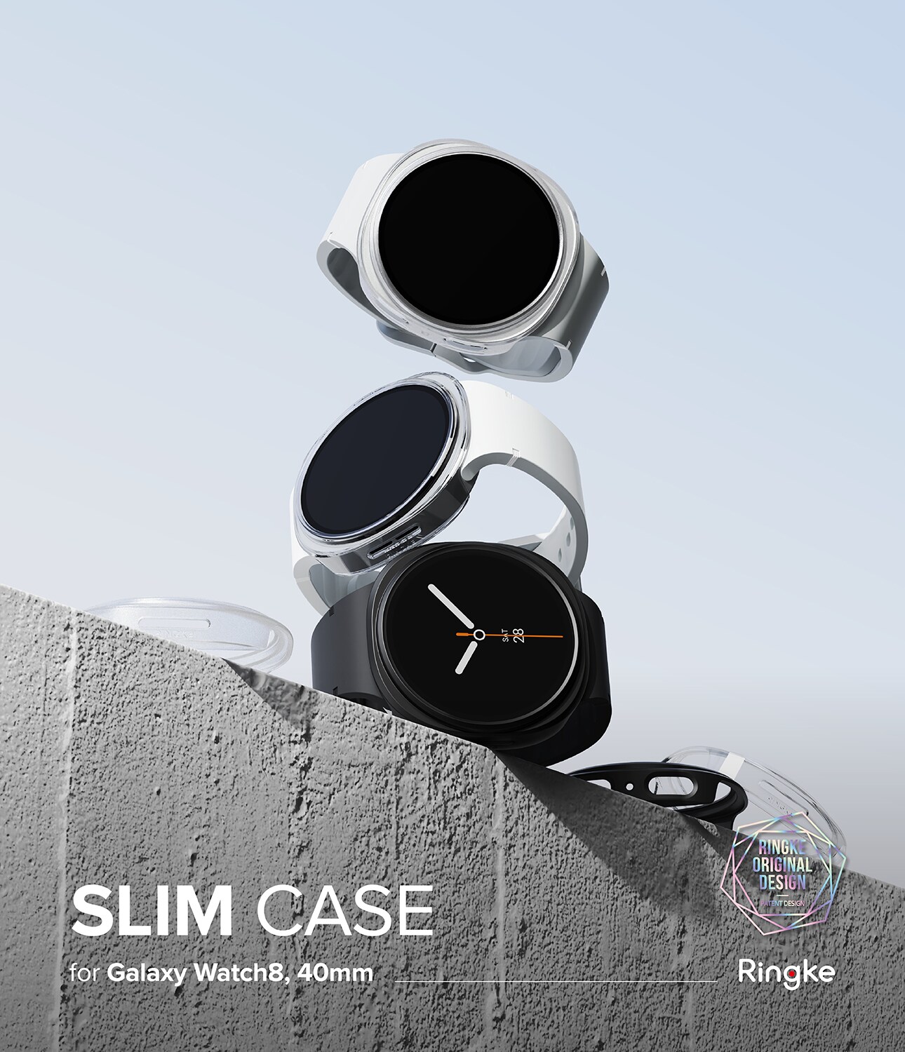 Samsung Galaxy Watch 8 40mm Tyndt cover (2-pak), Matte Black & Clear