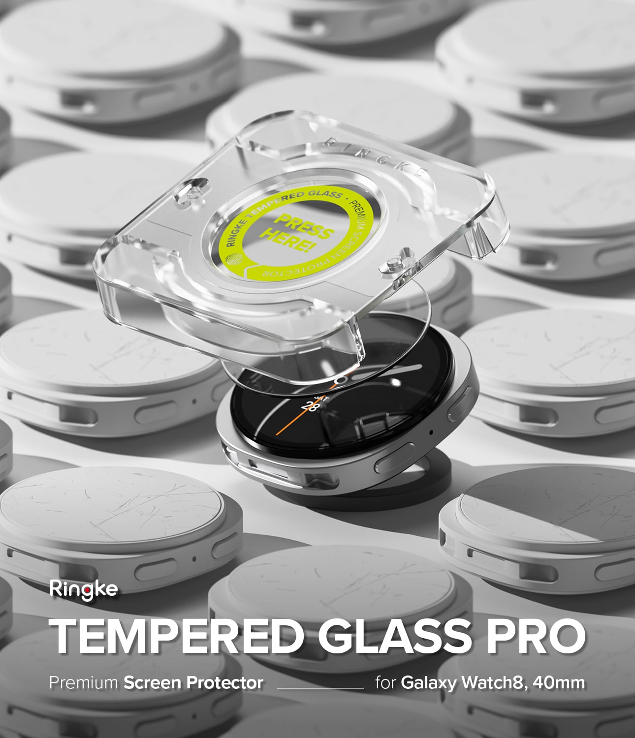 Samsung Galaxy Watch 8 40mm Skærmbeskyttelse i glas med monteringsramme (2-pak)