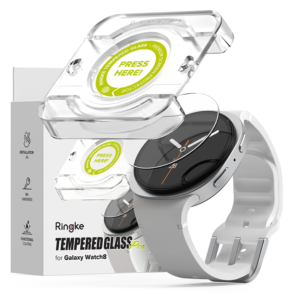 Samsung Galaxy Watch 8 40mm Skærmbeskyttelse i glas med monteringsramme (2-pak)