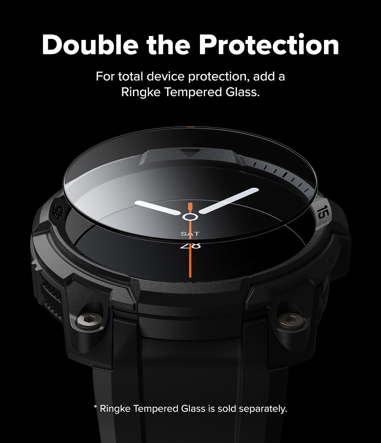 Samsung Galaxy Watch 8 44mm Rugged Gear Cover & Rem, All Black