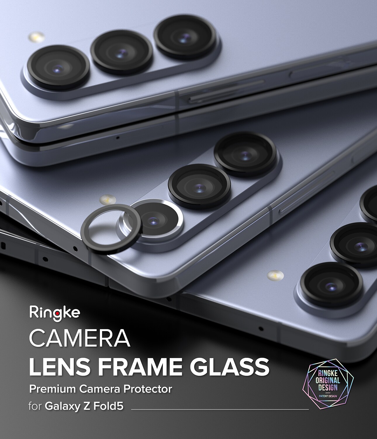 Samsung Galaxy Z Fold 5 Linsebeskyttelse med aluminiumramme, Sort