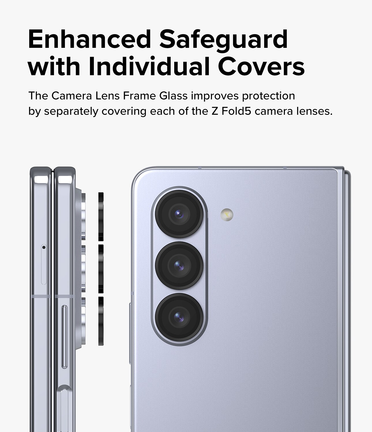 Samsung Galaxy Z Fold 5 Linsebeskyttelse med aluminiumramme, Sort