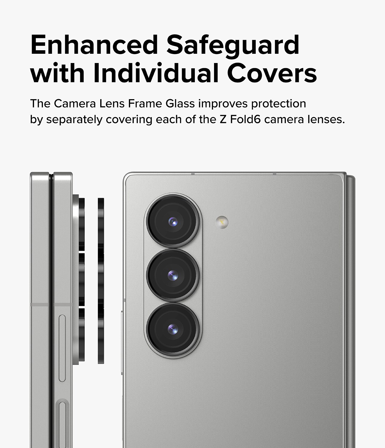 Samsung Galaxy Z Fold 6 2-pak linsebeskyttere med aluminiumsramme, Sort