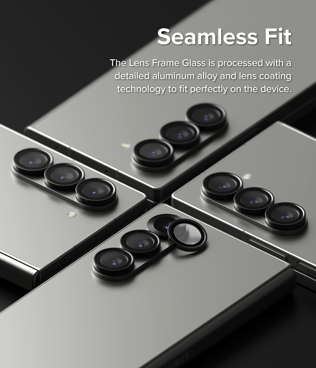 Samsung Galaxy Z Fold 6 2-pak linsebeskyttere med aluminiumsramme, Sort