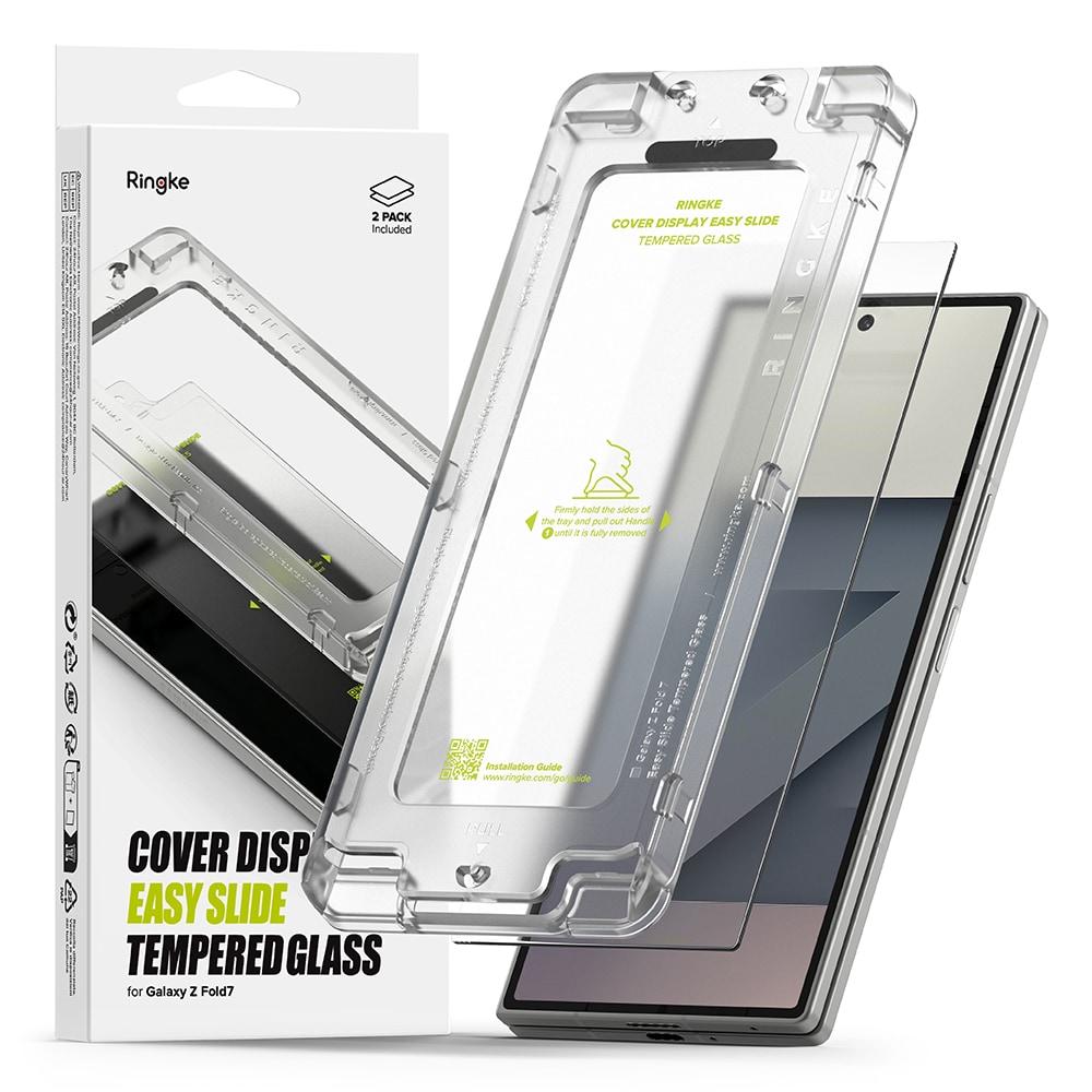 Samsung Galaxy Z Fold 7 Ydre skærmbeskytter i glas med monteringsramme (2-pak)
