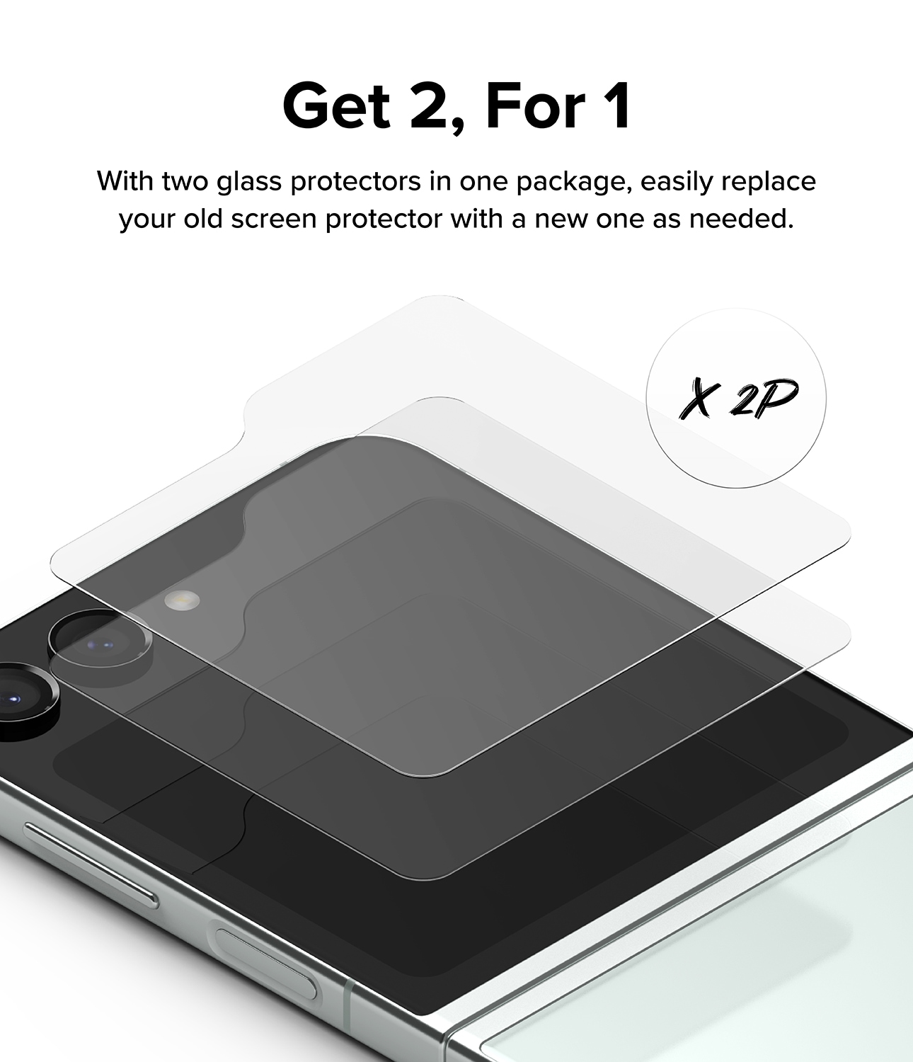 Samsung Galaxy Z Flip 5 Ydre skærmbeskytter i glas (2-pak)