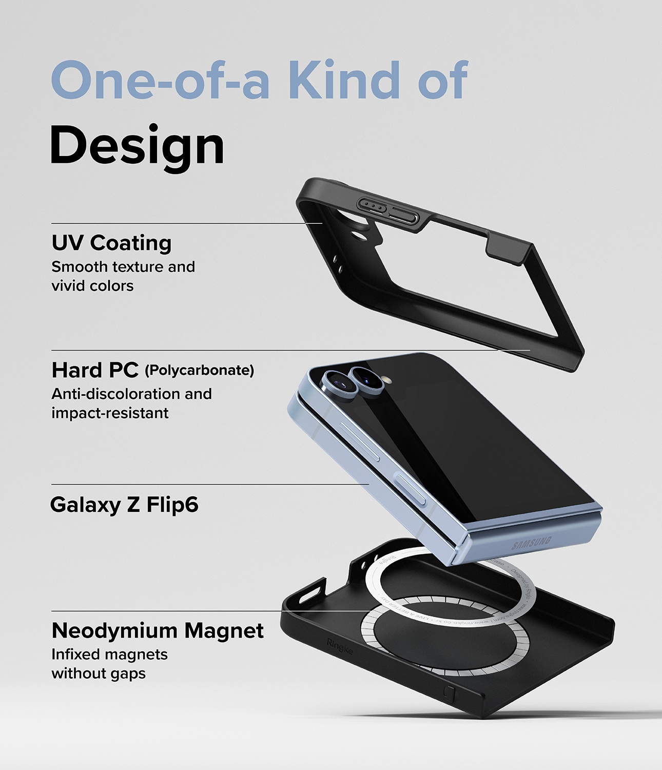 Samsung Galaxy Z Flip 7 FE Slim magnetisk cover, Sort