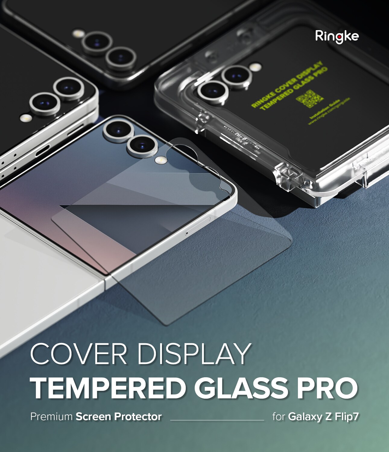 Samsung Galaxy Z Flip 7 Ydre skærmbeskytter i glas med installationsramme (2-pak)