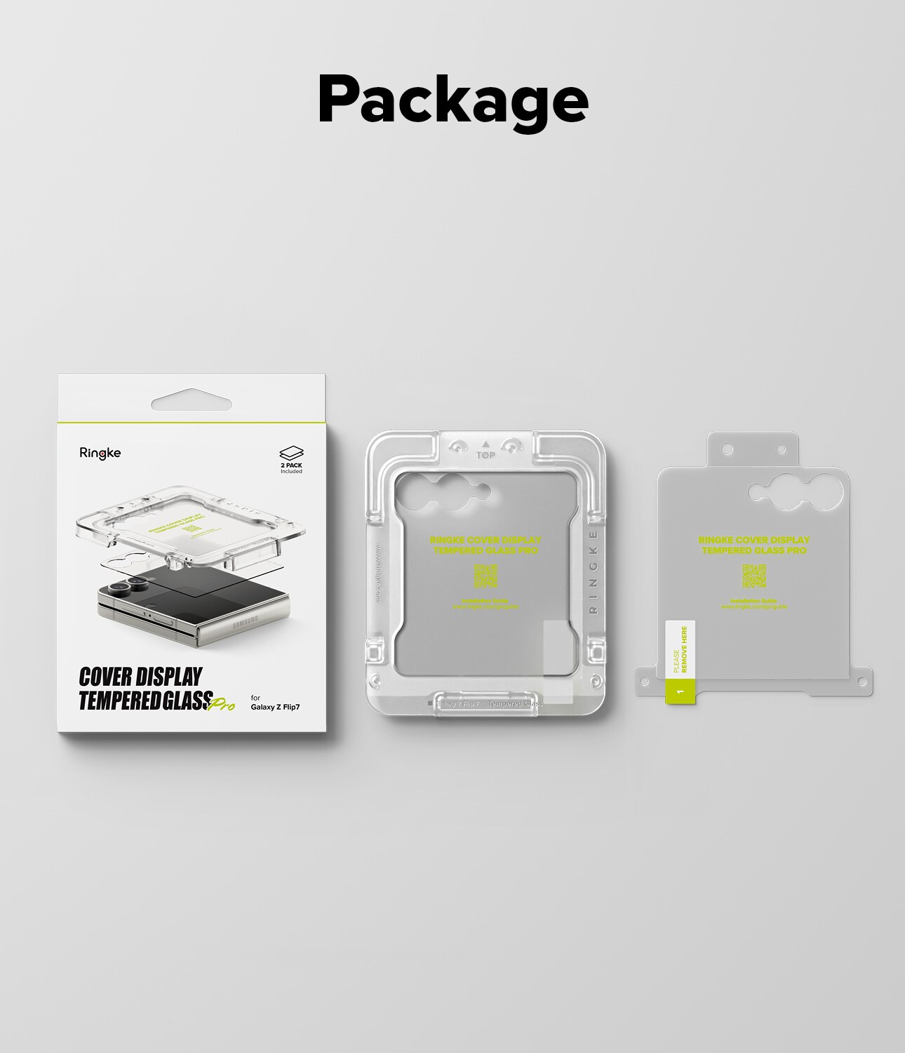 Samsung Galaxy Z Flip 7 Ydre skærmbeskytter i glas med installationsramme (2-pak)