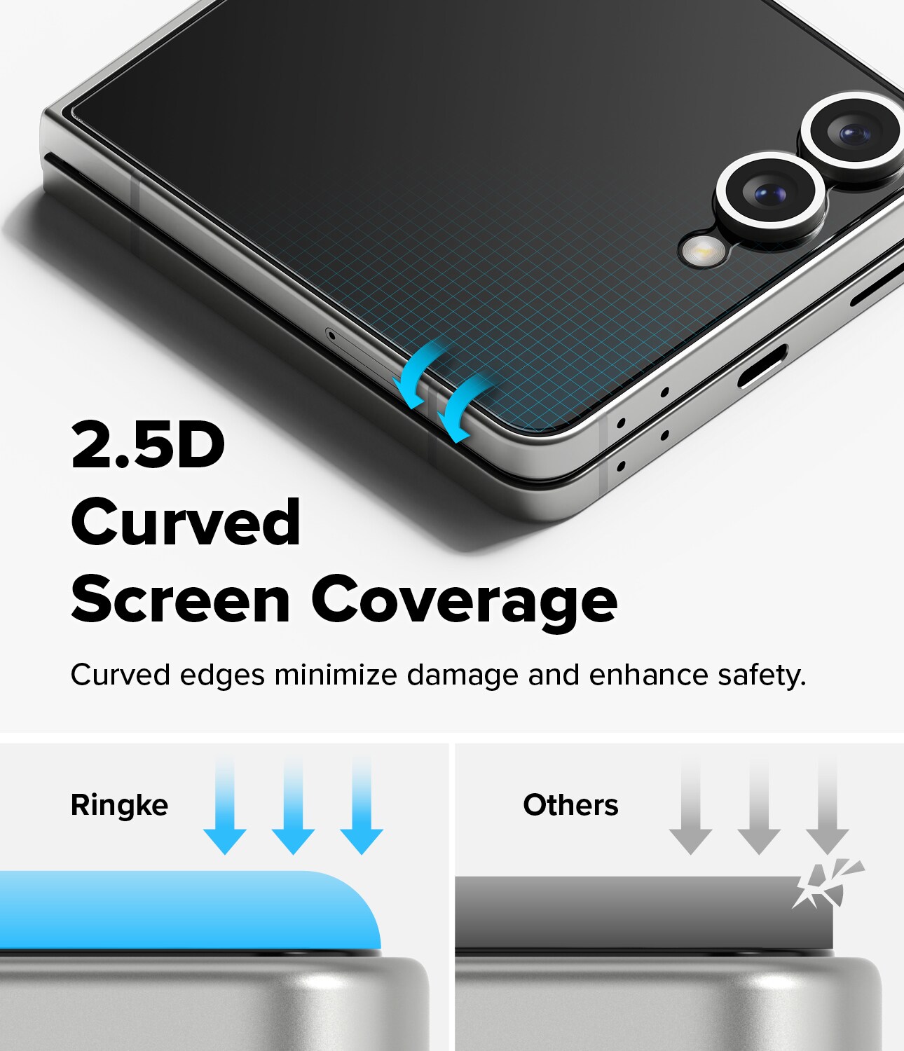 Samsung Galaxy Z Flip 7 Ydre skærmbeskytter i glas med installationsramme (2-pak)