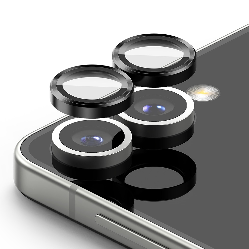 Samsung Galaxy Z Flip 7 2-pak linsebeskyttere med aluminiumsramme, Sort