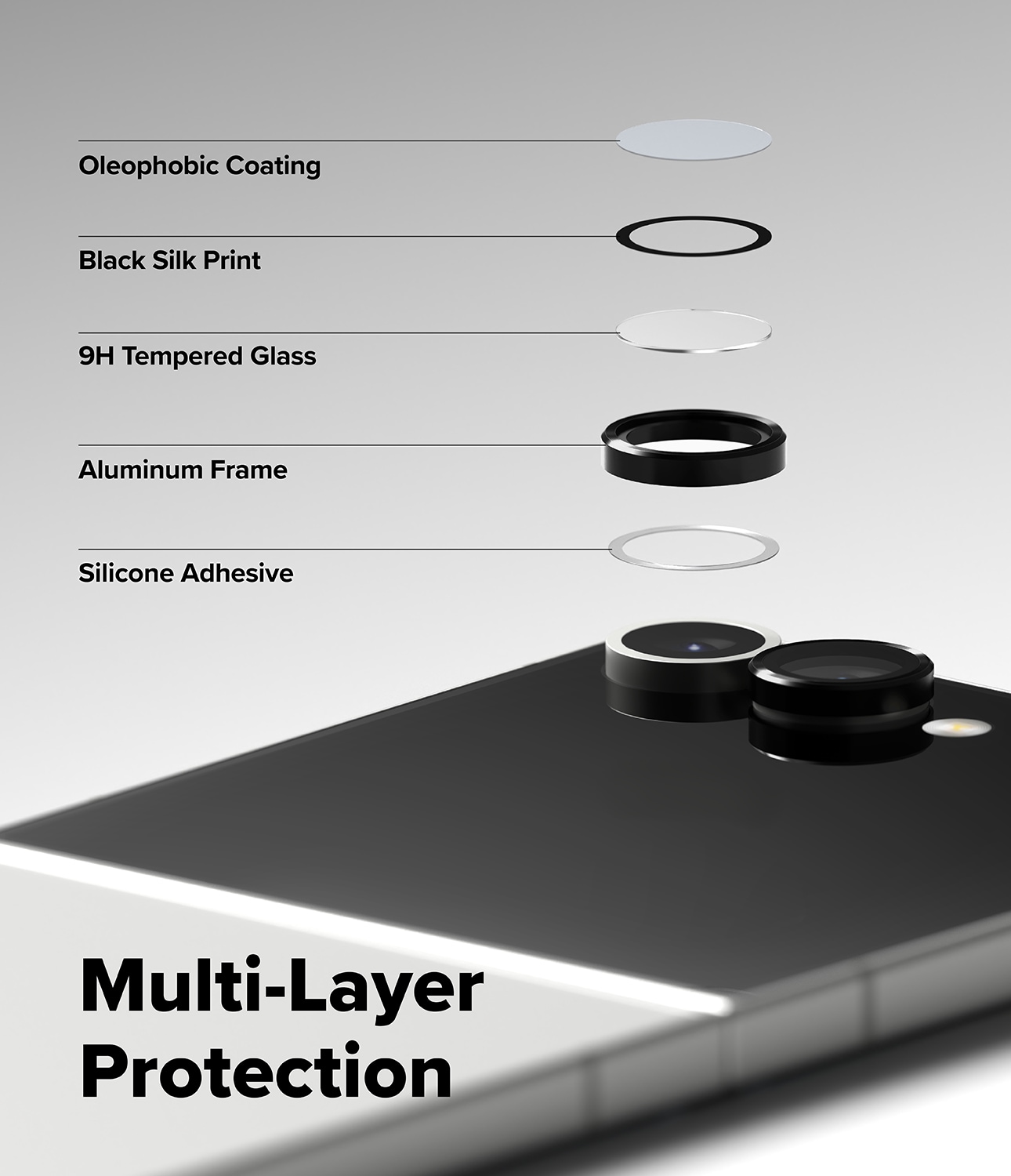 Samsung Galaxy Z Flip 7 2-pak linsebeskyttere med aluminiumsramme, Sort