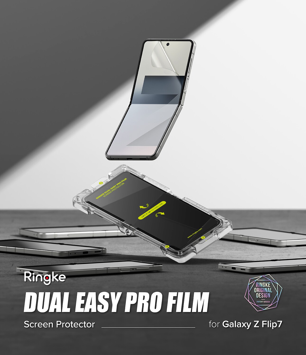 Samsung Galaxy Z Flip 7 Skærmbeskytter beskyttelsesfilm med installationsramme - Dual Easy (2-pak)