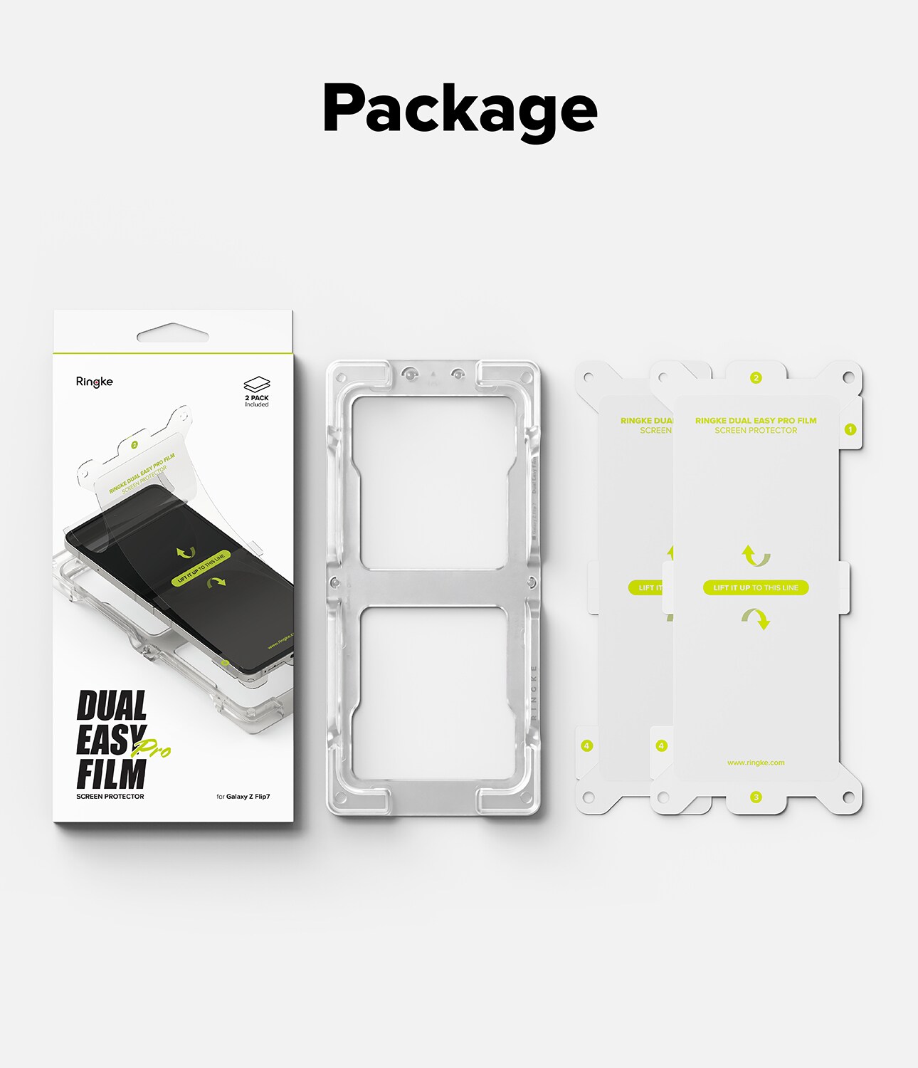 Samsung Galaxy Z Flip 7 Skærmbeskytter beskyttelsesfilm med installationsramme - Dual Easy (2-pak)
