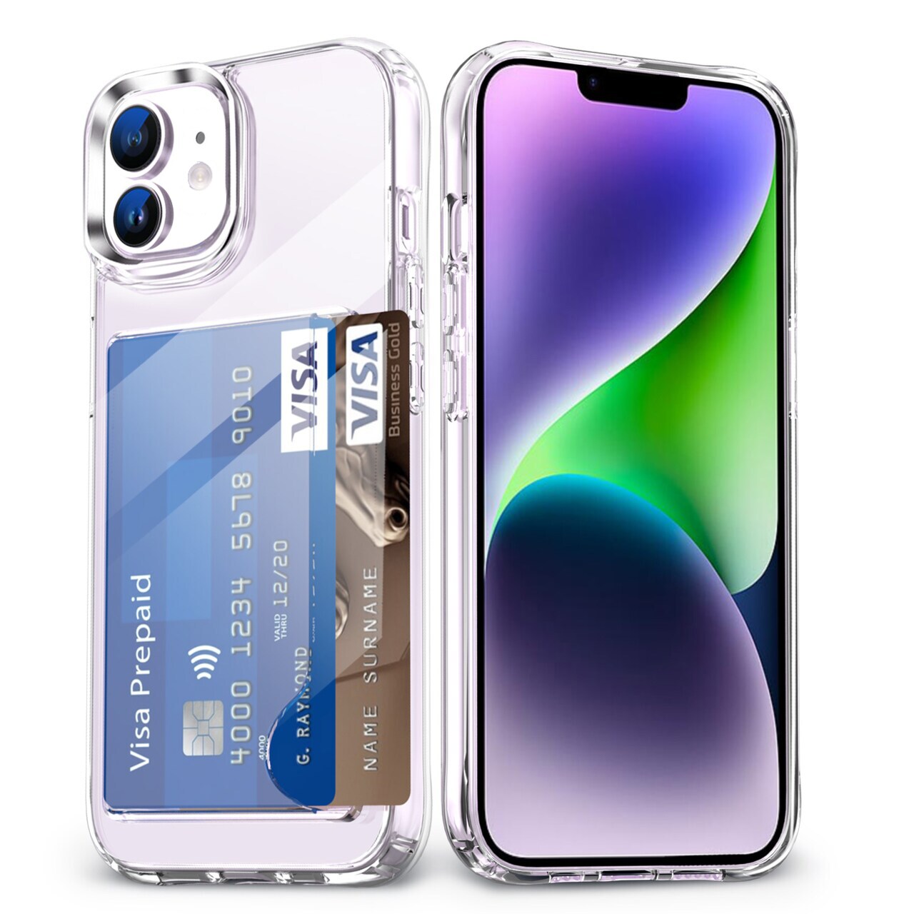 iPhone 11 Hybridcover med indbygget kortholder, Gennemsigtig