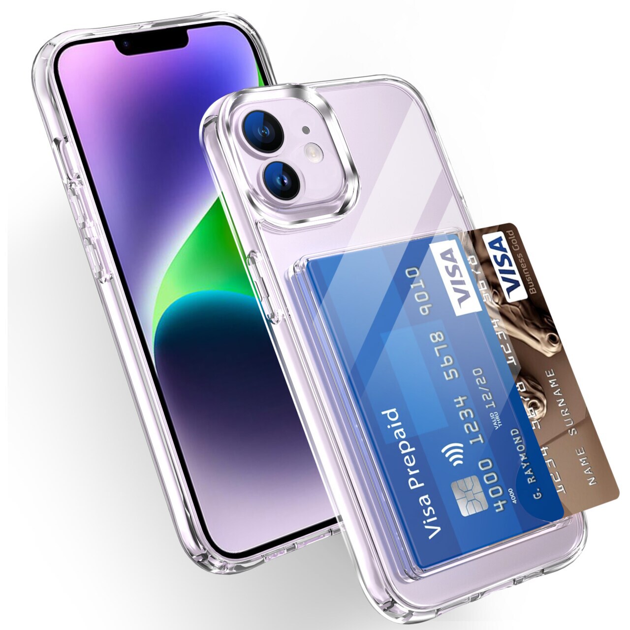iPhone 11 Hybridcover med indbygget kortholder, Gennemsigtig