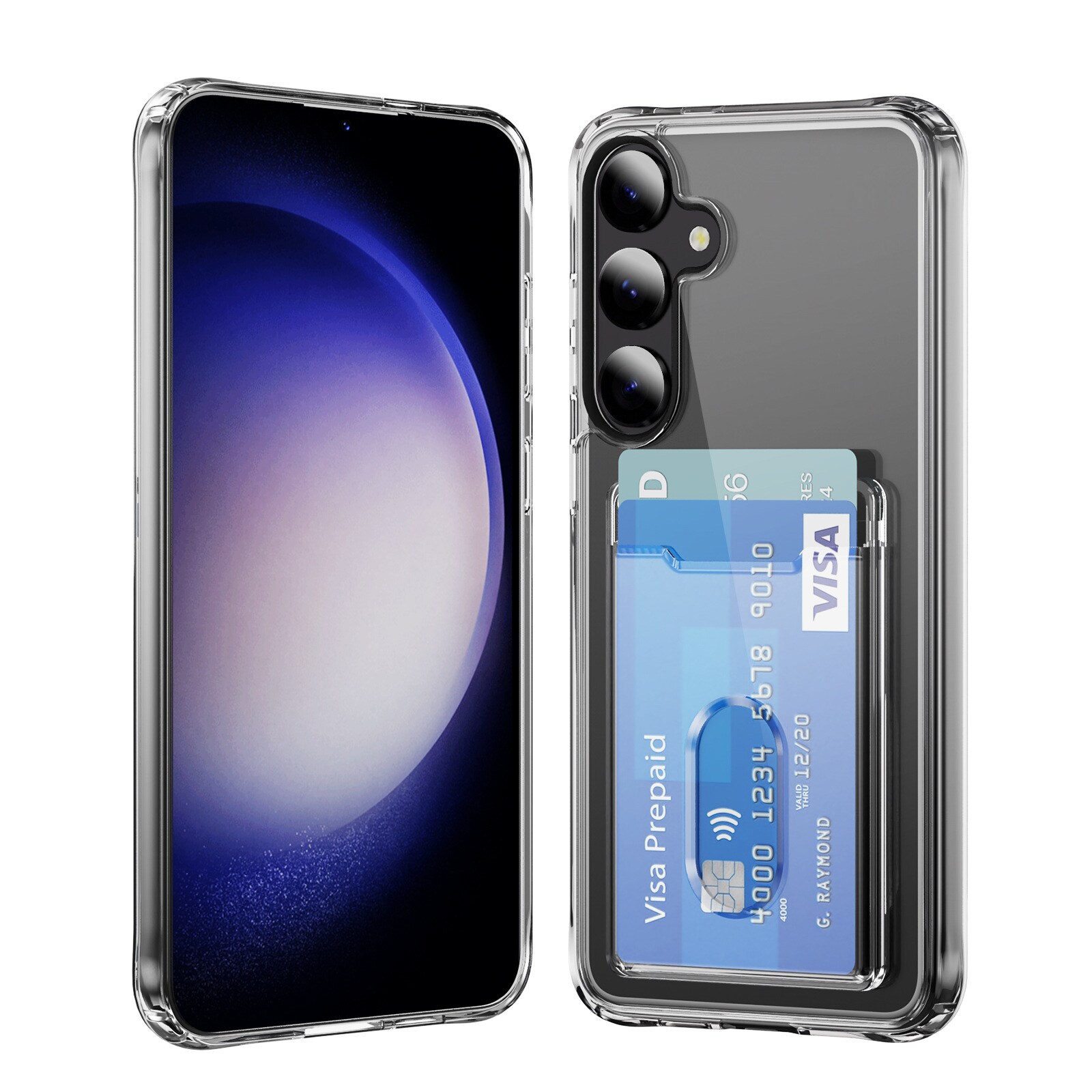 Samsung Galaxy S24 Plus Hybridcover med indbygget kortholder, Gennemsigtig