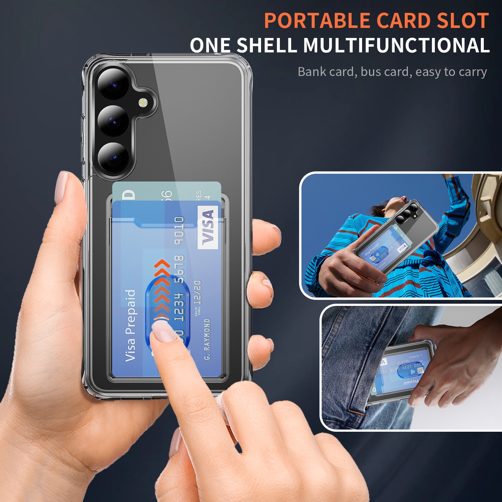 Samsung Galaxy S24 Plus Hybridcover med indbygget kortholder, Gennemsigtig
