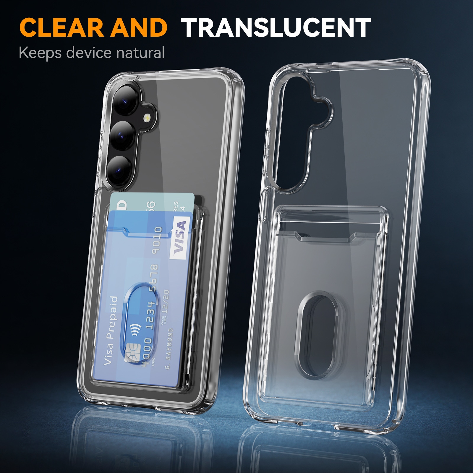 Samsung Galaxy S24 Plus Hybridcover med indbygget kortholder, Gennemsigtig