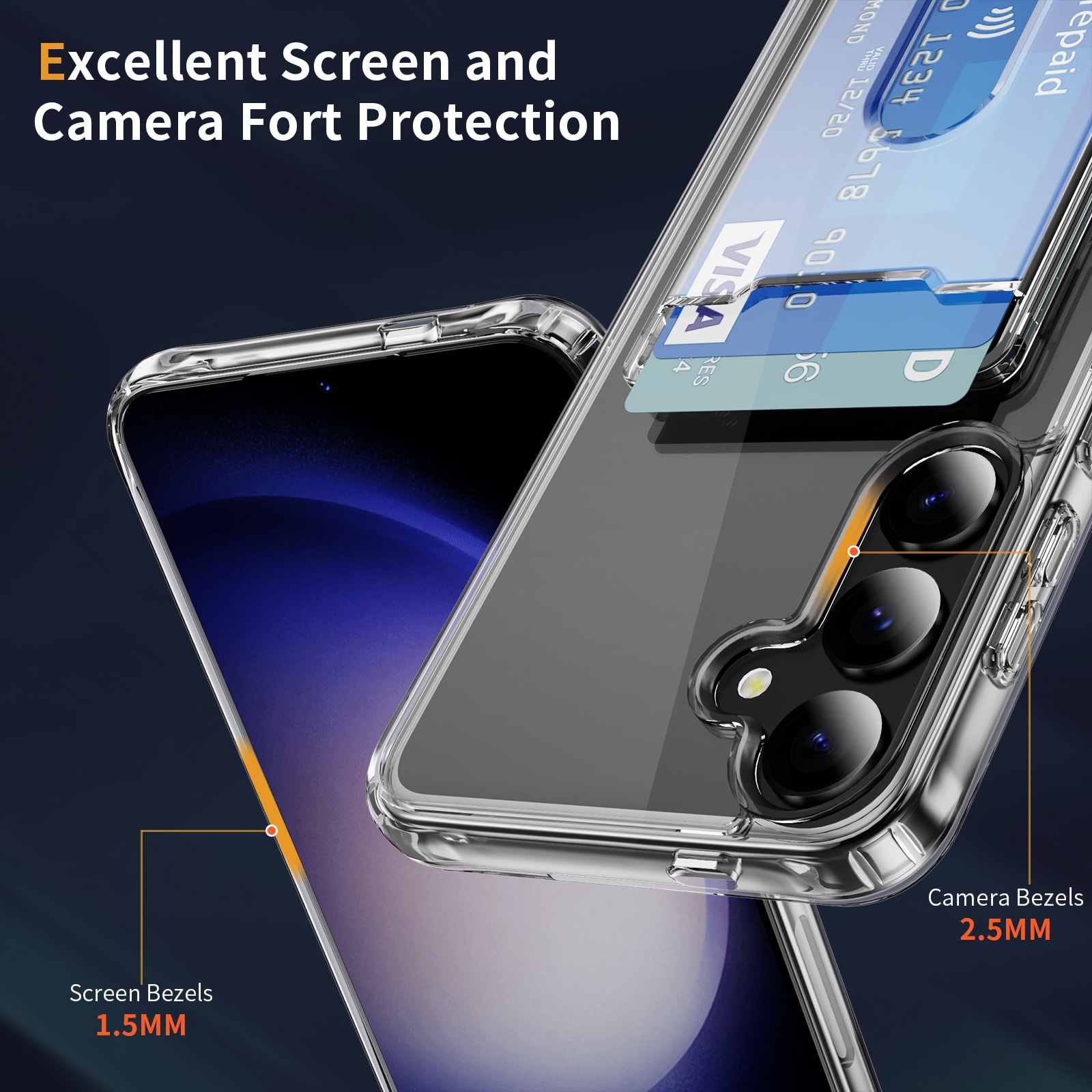 Samsung Galaxy S24 Plus Hybridcover med indbygget kortholder, Gennemsigtig
