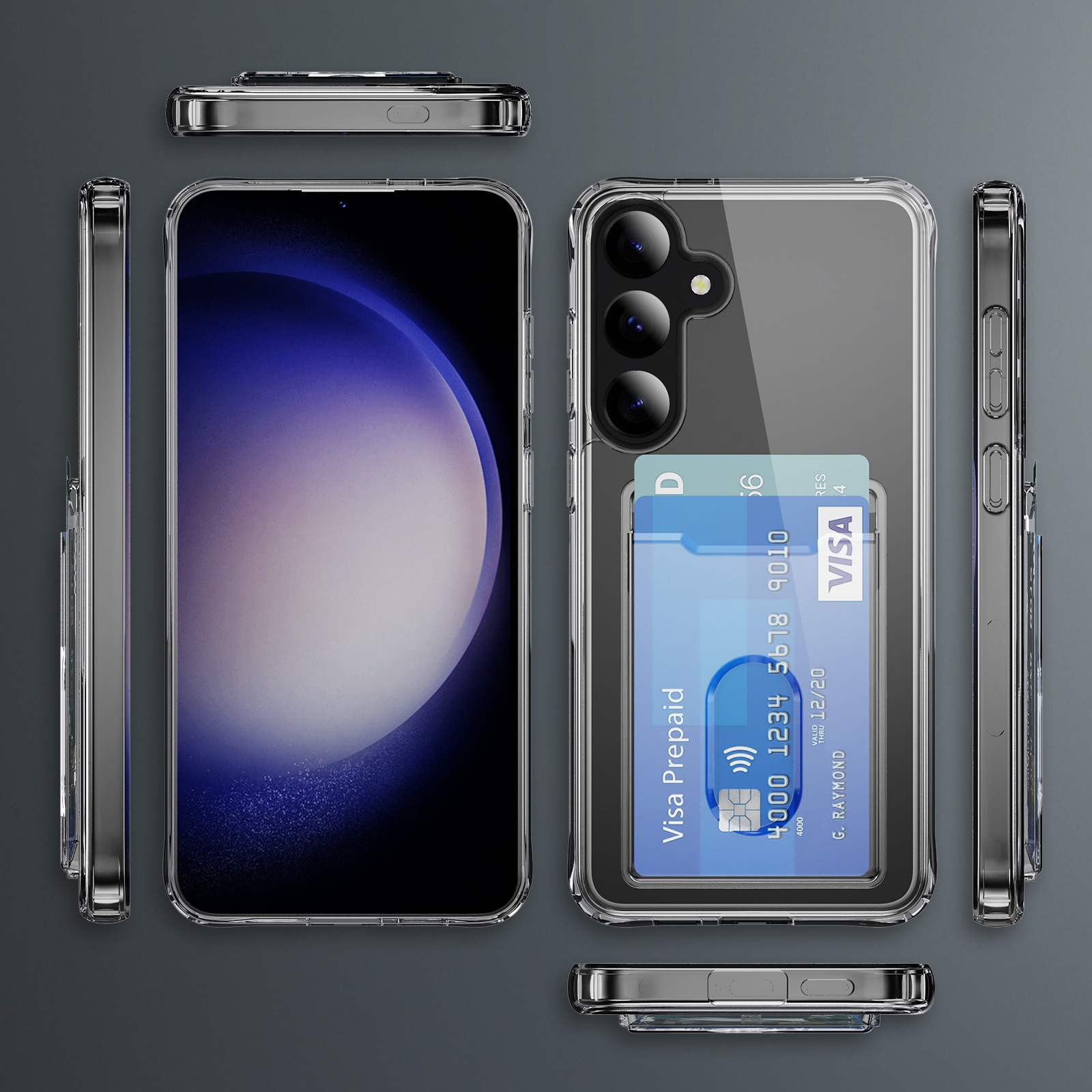 Samsung Galaxy S24 Plus Hybridcover med indbygget kortholder, Gennemsigtig