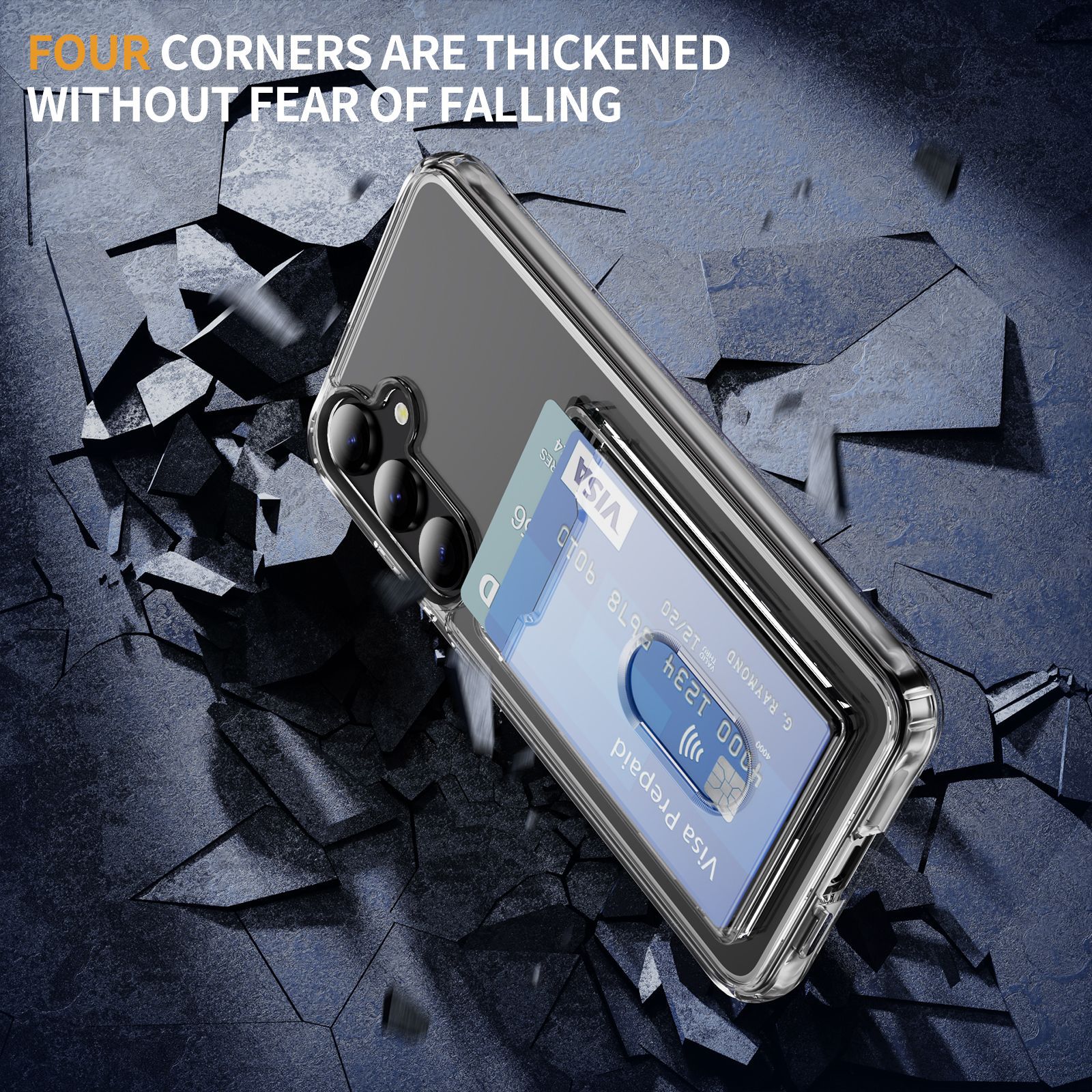 Samsung Galaxy S24 Plus Hybridcover med indbygget kortholder, Gennemsigtig