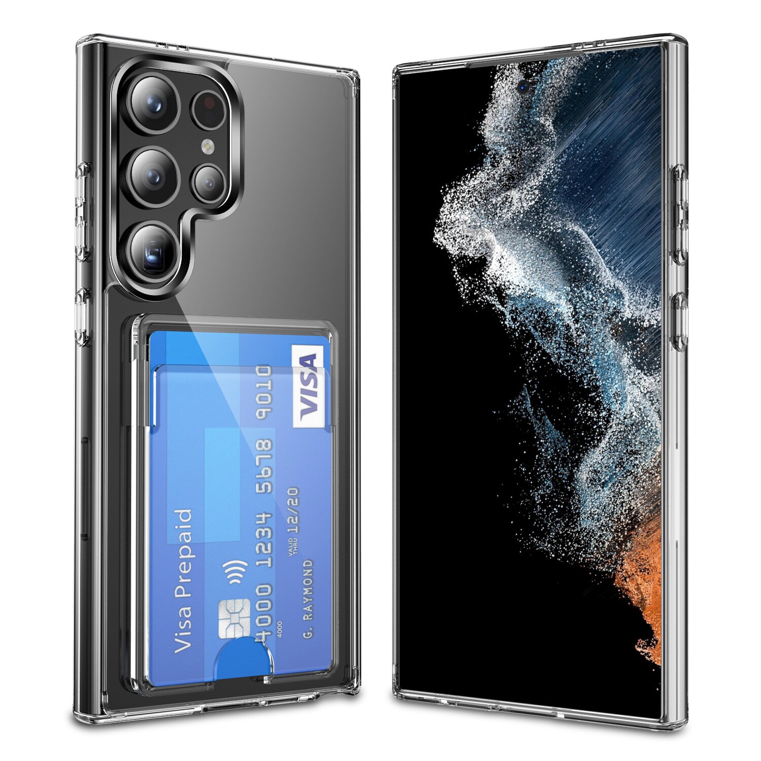 Samsung Galaxy S24 Ultra Hybridcover med indbygget kortholder, Gennemsigtig